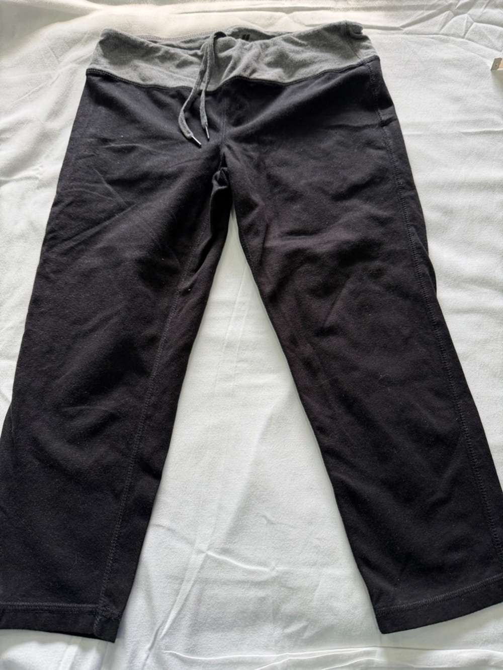 Joe Fresh Black Capris with Gray Fold-Over Waistband